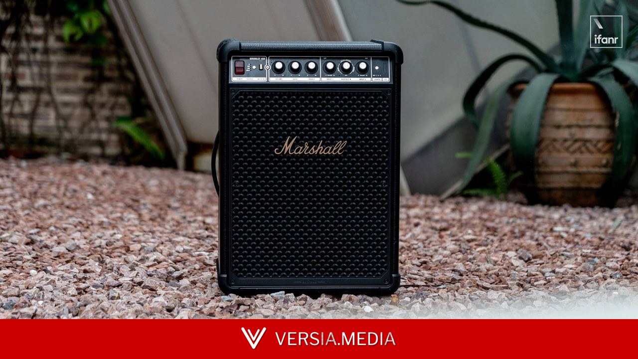 Marshall BROMLEY 450 派对音响:有音效灯效和 40 小时续航,麦克风吉他都能一包带走